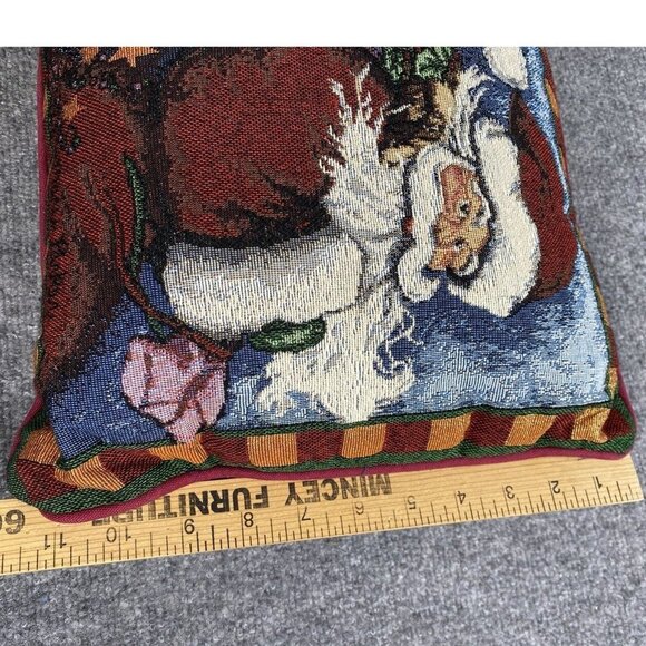 Vintage La‎ France Christmas Tapestry Throw Pillow Santa 16x12 USA 80s 90s Retro - Picture 7 of 12